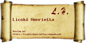 Licskó Henrietta névjegykártya